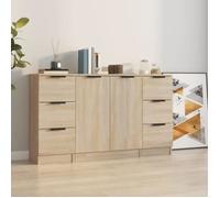 vidaXL Buffets 3 pcs Chêne sonoma Bois d'ingénierie 3115838