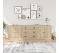 vidaXL Buffets 3 pièces Chêne Sonoma Bois d'ingénierie Marron