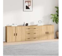 Buffets 3 pcs Chêne sonoma Bois d ingénierie Marron G