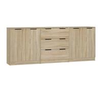 3115782 vidaXL Buffets 3 pcs Chêne sonoma Bois d'ingénierie