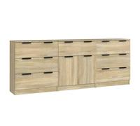 Vidaxl Buffets 3 Pcs Chêne Sonoma Bois D'ingénierie Marron