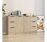 Vidaxl Buffets 3 Pcs Chêne Sonoma Bois D'ingénierie Marron