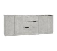 vidaXL Buffets 3 pcs Armoires de Rangement Organisateurs de Maison Meubles de Rangement Armoires de Salon Intérieur Gris Béton Bois d'Ingénierie