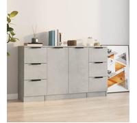 vidaXL Buffets 3 pcs Gris béton Bois d'ingénierie 3115839