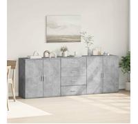vidaXL Ensemble de 3 buffets gris béton en bois d'ingénierie