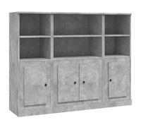 Vidaxl Buffets 3 Pcs Gris Béton Bois D'ingénierie Marron