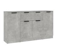 Vidaxl Buffets 3 Pcs Gris Béton Bois D'ingénierie Marron