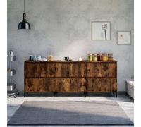 vidaXL Buffets 3 pcs, Meuble de Rangement avec Compartiments, Armoire de Rangement , Organisateur Intérieur Salon, Industriel, Chêne Fumé Bois d'Ingénierie 3185780 Marron G