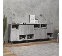 Vidaxl Buffets 3 Pcs Sonoma Gris 60x35x70 Cm Bois D'ingénierie Marron