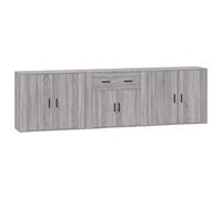 vidaXL Buffets 3 pcs, Meubles de Rangement avec Tiroir, Armoires de Rangement, Organisateur Salon Intérieur, Moderne, Sonoma Gris Bois d'Ingénierie