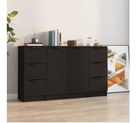 Buffets 3 pcs noir bois d ingénierie