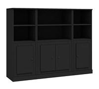 vidaXL Buffets 3 pcs Noir Bois d'ingénierie, Armoire, Armoire de Rangement, Buffet Haut, Armoire latérale, Armoire Haute, Armoire Console