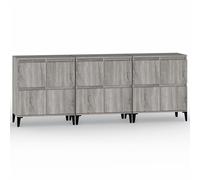 Vidaxl Buffets 3 Pcs Sonoma Gris 60x35x70 Cm Bois D'ingénierie Marron
