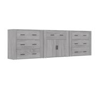 vidaXL Buffets 3 pcs Sonoma gris Bois d'ingénierie 3185429
