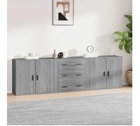 vidaXL Buffets 3 pcs Sonoma gris Bois d'ingénierie Marron
