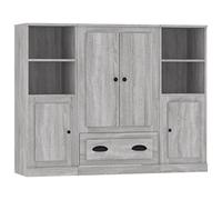 vidaXL Buffets 3 pcs Sonoma Gris Bois d'ingénierie, Armoire, Armoire de Rangement, Buffet Haut, Armoire latérale, Armoire Haute, Armoire Console