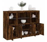 vidaXL Sideboards avec lampes LED 3 pcs. Chêne fumé Matériau dérivé du bois