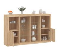 Buffets avec lumières LED 3 pcs chêne sonoma bois d'ingénierie, meuble buffet, meuble de rangement de cuisine, meuble de rangement de salon 3209137