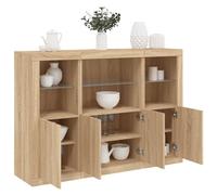 Vidaxl Buffets Avec Lumières Led 3 Pcs Chêne Sonoma Bois D'ingénierie Marron