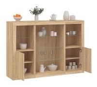 vidaXL Buffets avec lumières LED 3 pcs chêne sonoma bois d'ingénierie, meuble buffet, meuble de rangement de cuisine, meuble 3209130 Marron G