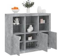 vidaXL Buffets 3 pièces armoire de salon avec lumières LED bois d'ingénierie gris béton