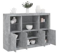 Vidaxl Buffets Avec Lumières Led 3 Pcs Gris Béton Bois D'ingénierie Marron