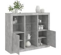 vidaXL Buffets avec lumières LED 3 pcs gris béton bois d'ingénierie3209124 Gris G