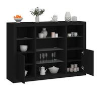 vidaXL Buffets avec lumières LED 3 pcs noir bois d'ingénierie, meuble buffet, meuble de rangement de cuisine, meuble de 3209129