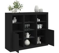 vidaXL Buffets avec lumières LED 3 pcs noir bois d'ingénierie Noir
