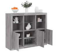 Vidaxl Buffets Avec Lumières Led 3 Pcs Sonoma Gris Bois D'ingénierie Marron
