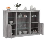 vidaXL Buffets avec lumières LED 3 pcs sonoma gris bois d'ingénierie, meuble buffet, meuble de rangement de cuisine, meuble 3209133