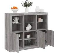 vidaXL Buffets avec lumières LED 3 pcs sonoma gris bois d'ingénierie3209105 Gris G