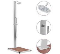 vidaXL Douche d'extérieur avec receveur de douche WPC Acier inoxydable