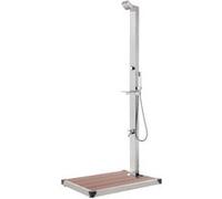 Douche de Jardin avec Base Système de Douche de Piscine Douche de Camping Arrière-cour Piscine Extérieur Marron 225 cm Acier Inoxydable