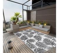 Tapis d'Extérieur Moquette de Terrasse Tapis de Balcon Tapis de Patio Moquette d'Intérieur Salle de Séjour Noir 140x200 cm PP