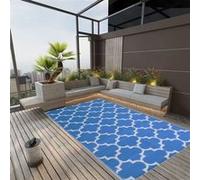 Tapis d'Extérieur Moquette de Terrasse Tapis de Balcon Tapis de Patio Moquette d'Intérieur Salle de Séjour Bleu 190x290 cm PP