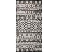 vidaXL Tapis à Tissage Plat d'Extérieur Tapis de Protection Tapis de Couloir Terrasse Balcon Jardin Résistance aux UV 100x200 cm Rayures Noires