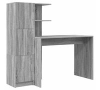 vidaXL Bureau avec rangement Sonoma Gris – 102x50x124 cm, bois d'ingénierie, 6 étagères, 2 portes