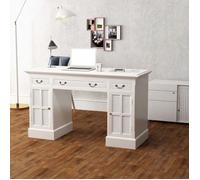 vidaXL Bureau à double piédestal Blanc 140 x 48 x 80 cm