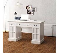 vidaXL Bureau à double piédestal Blanc 140 x 48 x 80 cm