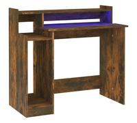 vidaXL Bureau à Lumières LED Table d'Ordinateur Table de Travail Meuble Informatique Meuble d'Etude Chêne Fumé 97x45x90 cm 820475