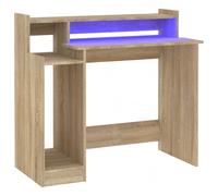 vidaXL Bureau à lumières LED Chêne Sonoma 97x90x45cm Bois d'ingénierie Marron