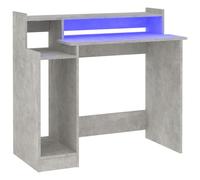 Vidaxl Bureau À Lumières Led Gris Béton 97x90x45 Cm Bois D'ingénierie Marron