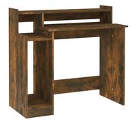 vidaXL Bureau à Lumières LED Table d'Ordinateur Table de Travail Meuble Informatique Meuble d'Etude Chêne Fumé 97x45x90 cm Bois d'Ingénierie