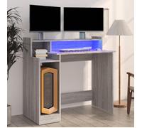 vidaXL Bureau Table d'ordinateur LED Sonoma Gris 97x45x90 cm 820476