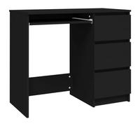 vidaXL Bureau avec 3 tiroirs en matériau dérivé du Bois - Noir - 90 x 45 x 76 cm