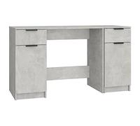 vidaXL Bureau avec armoire latérale – tiroirs et compartiments – gris béton, bois d'ingénierie