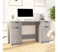 vidaXL Bureau avec armoire latérale – tiroirs et compartiments – gris béton, bois d'ingénierie