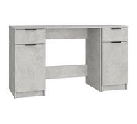 vidaXL Bureau avec Armoire Latérale, Table d'Ordinateur avec Tiroirs et Compartiments, Bureau d'Écriture avec Rangement Salon, Moderne, Gris Béton Bois d'Ingénierie