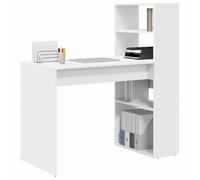 vidaXL Bureau avec rangement – Bois d'ingénierie blanc 113×54×120 cm